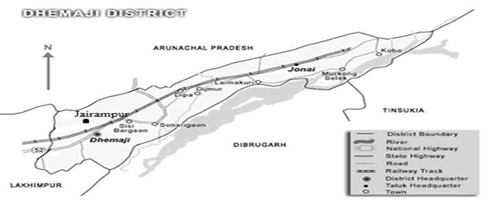 Figure 2: Map of Dhemaji district of Assam.
