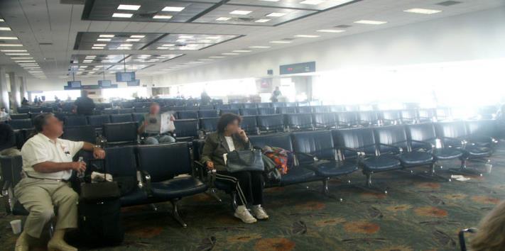 Figure 1: Example of daylight glare and sunlight heat gain at an airport boarding gate.