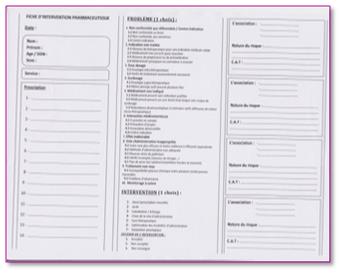 Figure 1: Pharmaceutical intervention sheet.