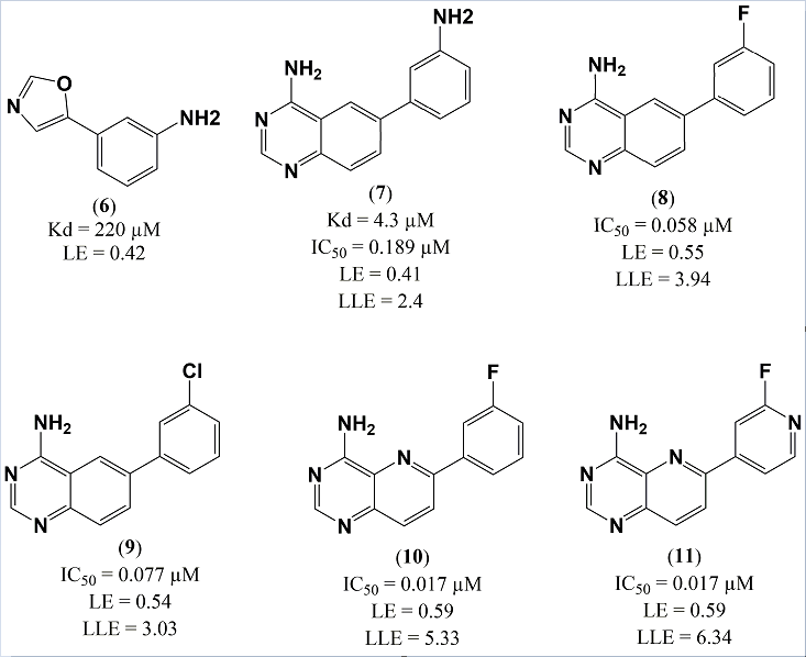 Figure 7: Molecular structures of compounds 6 through 11.