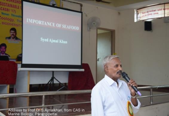 Figure 24: Address by prof. Dr. S. Ajmal khan, from CAS in marine biology, Parangipettai.