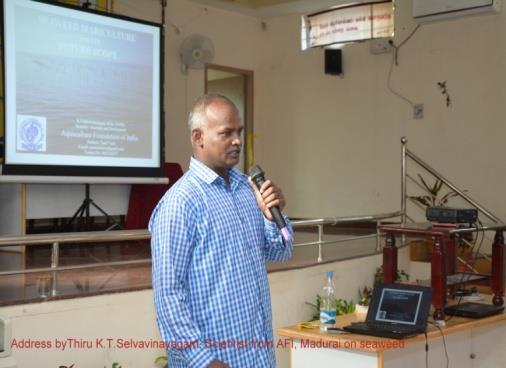 Figure 27: Address by Prof. Dr. P. Perumal, HOD in biotechnology from Periyar University, Salem.