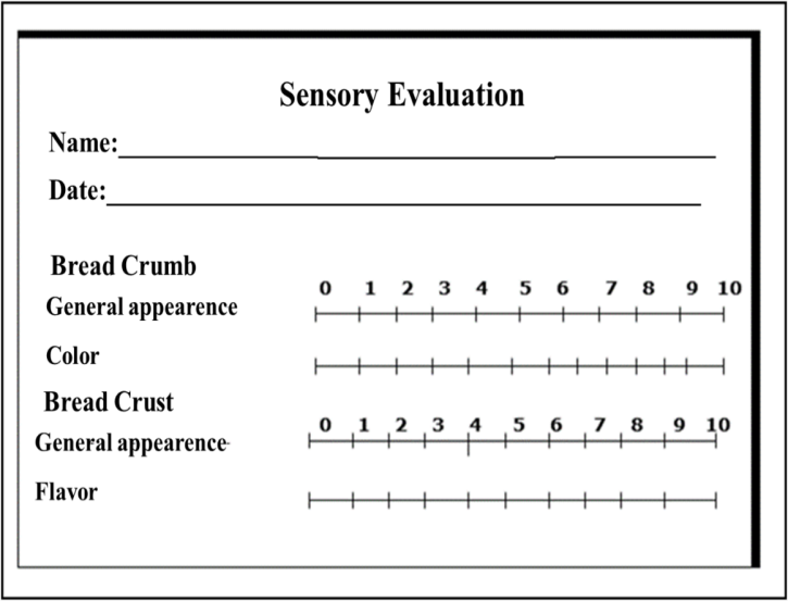 Figure 1: Format used to carry out sensory evaluation of the loaves.