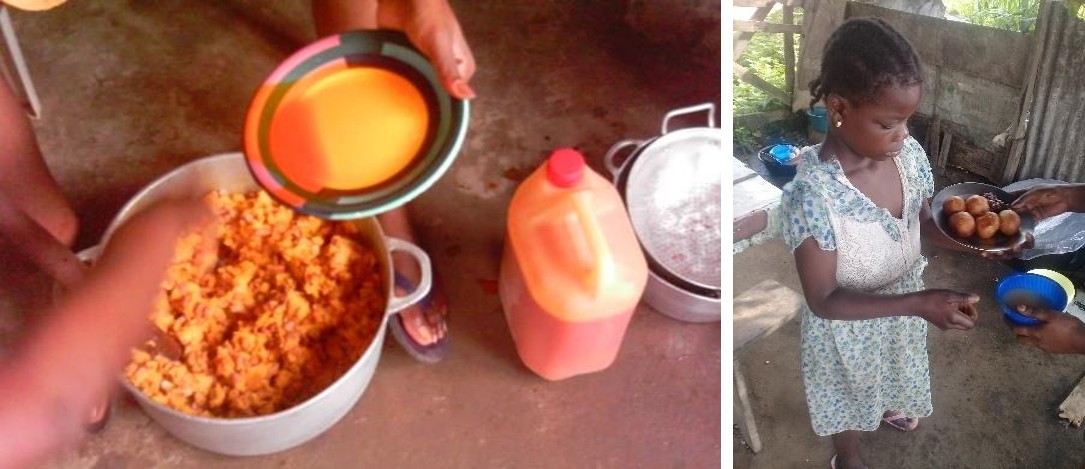 Figure 2: Palm oil culinary uses - palm oil and palm kernel oil conditioning in Africa.