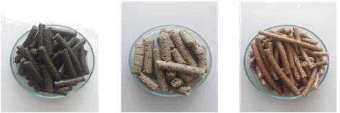 Figure 1: Residue samples of Nigella Sativa, Coconut, and Wheat Germ (respectively).