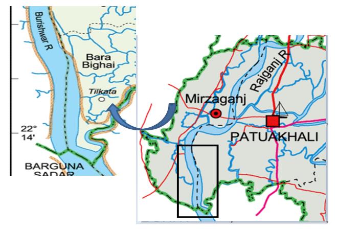 Figure 1: Geographical position of Payra River (study area). Figure 2: Map of study site.