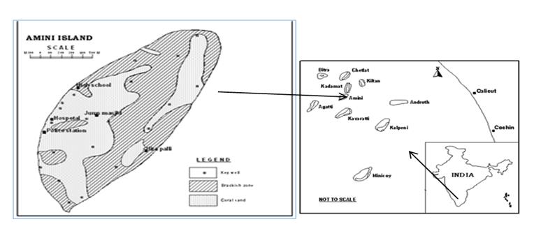 Figure 1: Location Map of Amini including other Lakshadweep Islands.