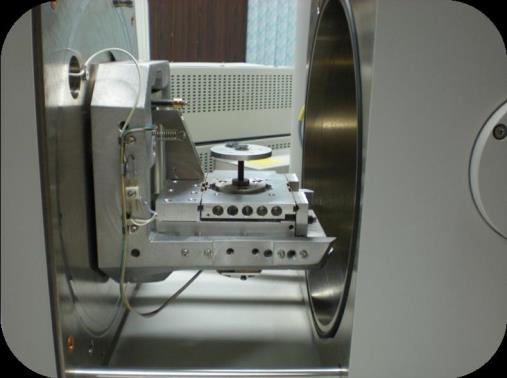Figure 13: Specimen Loaded on Stage of Sample Chamber of SEM.