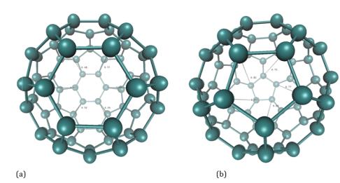 Figure 6: End to end Distance between (a) Six and (b) Five Member Carbon Ring.