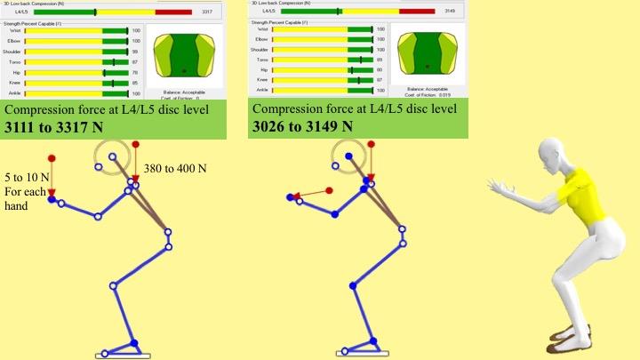 Figure 3: Assumptions for calculating the compressive forces-step 1 (computed with 3DSSPP University of Michigan).