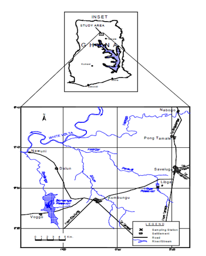 Figure 1: Map of Ghana showing Libga reservoir in northern Ghana, adopted from Quarcoopome T, et al. [15].