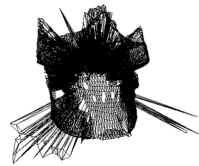 Figure 5: Resulting structure of cube surface with different detailed degrees: a) 400 vertices; b) 1600 vertices; c) 10000 vertices.