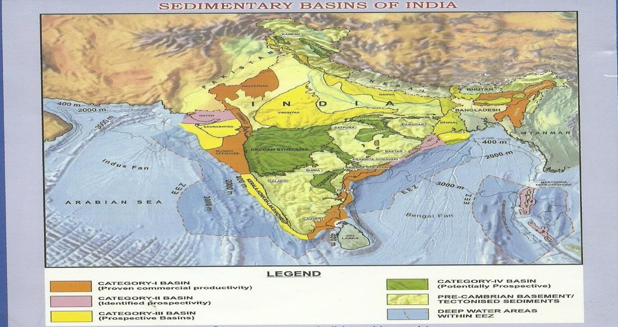 Figure 1: Sedimentary basin of India.