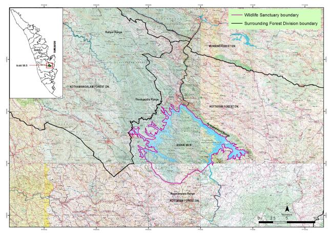 Figure 1: Location of Idukki Wildlife Sanctuary.