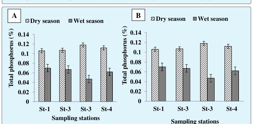 Figure 4: Status of TP in sediments at different sampling station of Ratargul swamp forest.