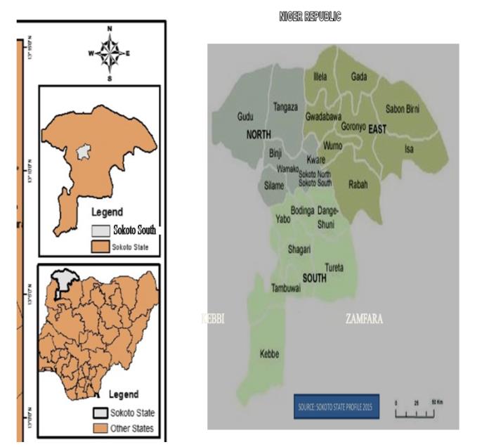 Figure 1: Map of Nigeria Sokoto State Showing the study area.