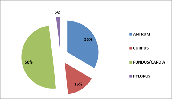 Figure 4: Distribution of polyps in cases (n=1800).