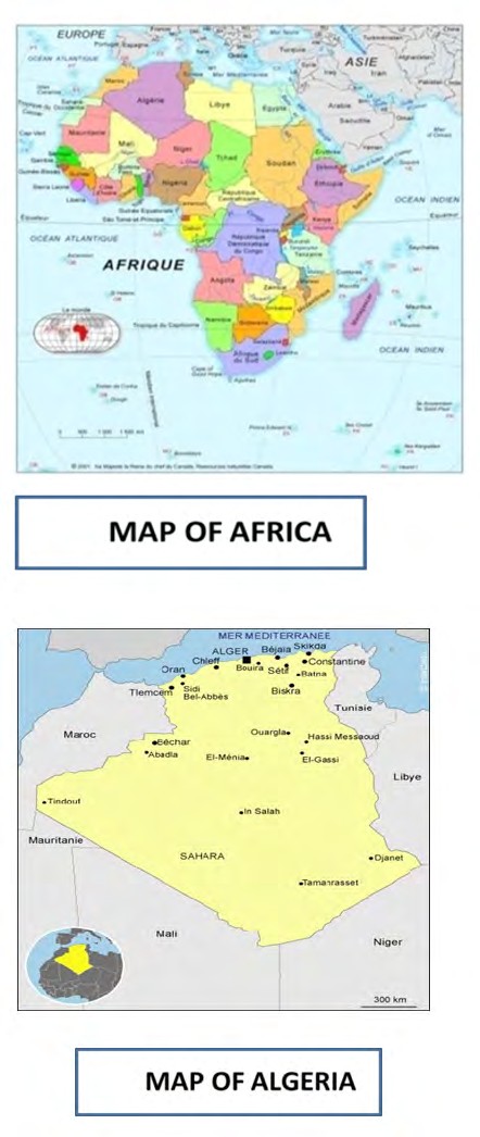 Figure 1: Map of Africa and Algeria.