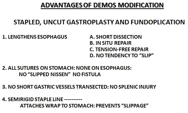 Figure 3: Multiple advantages of the stapled, uncut gastroplasty.