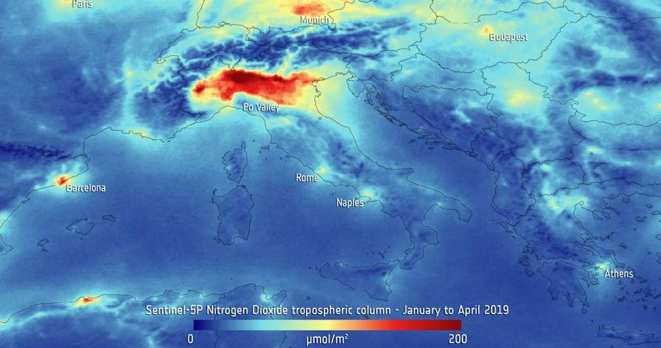 Figure 5: Air pollution north Italy No2.