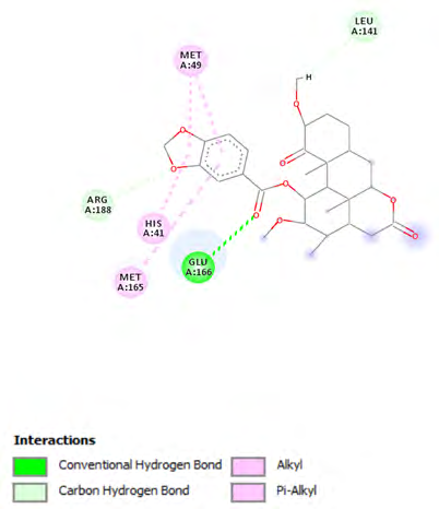 Figure 2: Binding of Javanicin G to the C3-like protease of SARS-CoV-2.