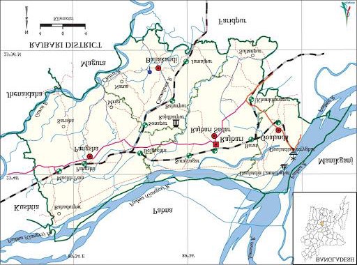 Figure 1: Map of Rajbari district (inset: map of Bangladesh).