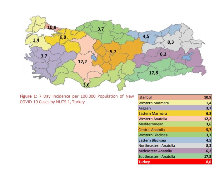 Figure 4: Distribution of cases according to the region in