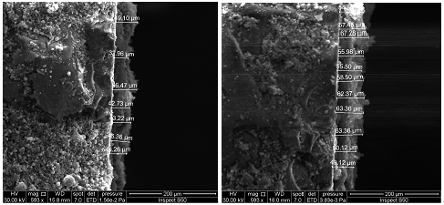 Figure 5: Thickness of the Nanocomposite film was measured by SEM equipment.