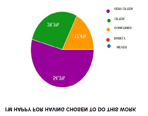 Figure 6: The graph represents the percentage of people interviewed who have experienced a feeling of happiness in choosing to do their job.