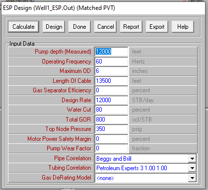 Figure 11: Data required for electrical submersible pump design.
