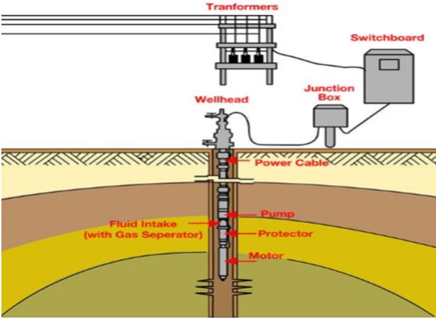 Figure 2: Main Components of Electrical Submersible Pump.