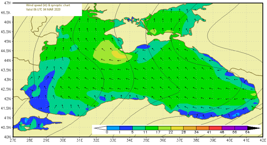 Figure 10: Wind height and direction maps on 5, 6 and 7 March 2020.