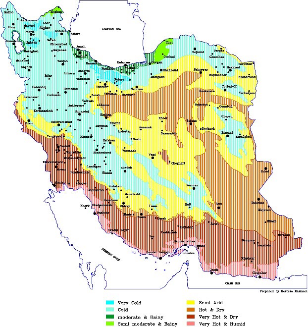 Figure 1: Different climate zones of Iran.