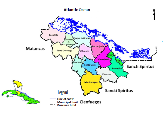 Figure 1: ** Administrative map of Villa Clara province, Cuba.