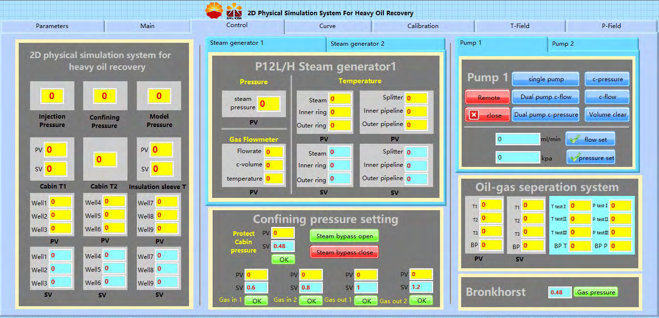 Figure 4: Control interface of physical simulation system.