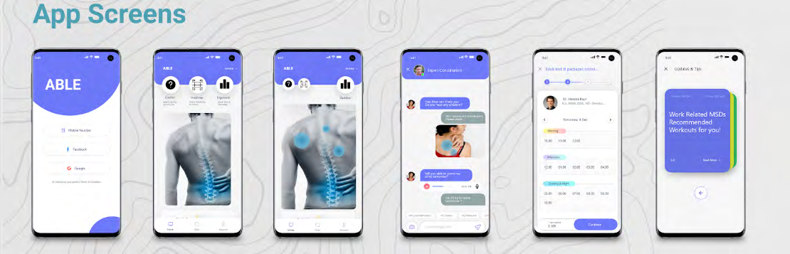 Figure 2: Schematics of the proposed mobile-based application. The graphical representation highlights the user journey from regular wearable updates to quick consultations with the registered physician.