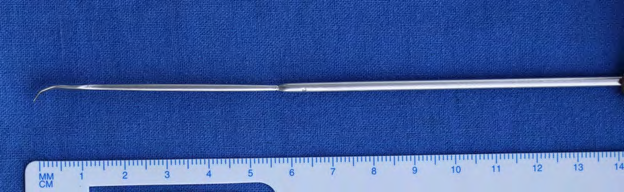 Figure 1: Instrument foreign body removal hook (Dr. Ranga’s F.B. Hook) for removal of foreign bodies.