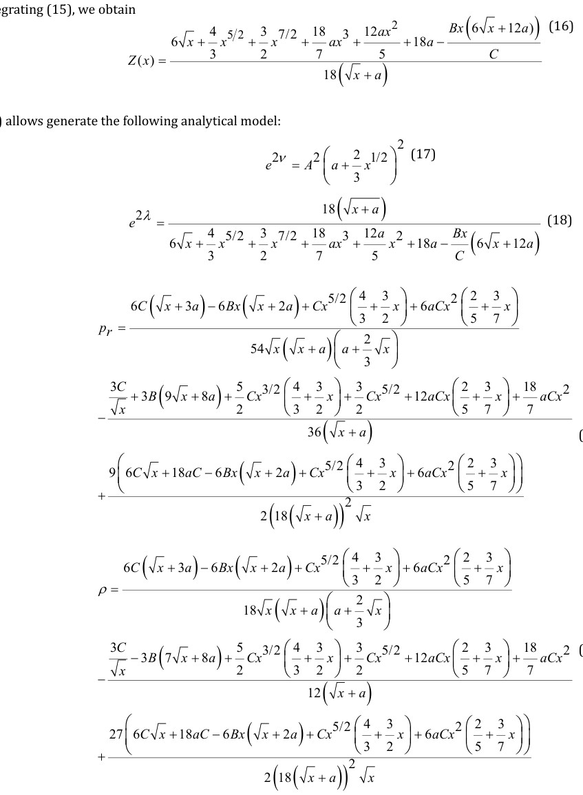 Figure 1: Metric potential _e_ν with radial coordinate.