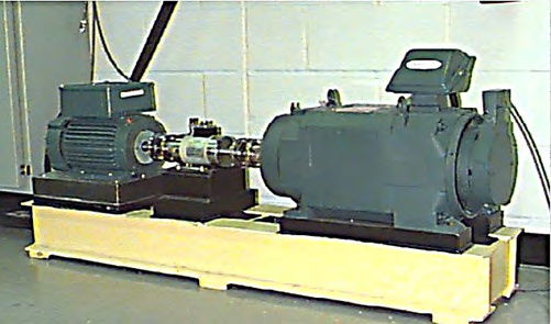 Figure 5: The stand is mainly composed of a three-phase motor with an output power level of 1500 W, a torque sensor, a power test meter and an electronic controller and other components. It is connected to the fan by a coupling, which then drives the fan to continue running, and the magnitude of the simulated load is automatically adjusted by the coupling. Sensors that sense acceleration are installed above the bearings at the motor drive end of the test stand and at the fan end to collect vibration signals in the event of a fault. The bearings required for the test were deep groove ball bearings supplied by a company called SKF, the specifications of which are shown in Table 2. They mainly simulated four types of failures that can occur in rolling bearings and used an electric spark discharge system to simulate damage to them to generate the data we need.