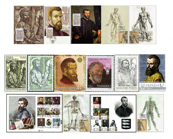Figure 2: Philatelic materials dedicated to Andrei Vesalius.