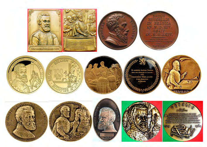 Figure 3: Commemorative medals dedicated to Andrei Vesalius.