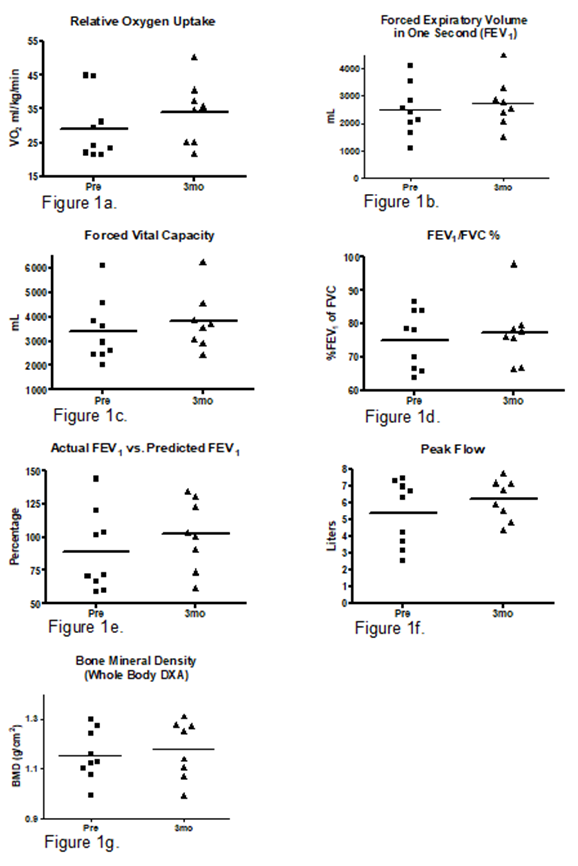 Figure 1: Oxygen uptake, pulmonary function, and bone mineral density.