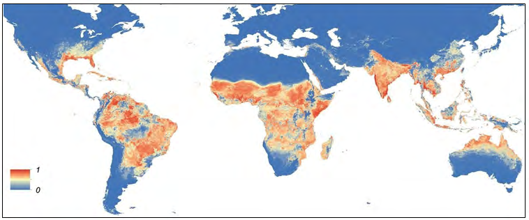Figure 3: The Global Distribution of the Arbovirus Vectors _Ae. Albopictus_.