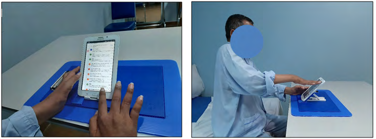Figure 2: Application of Gadget Holder for Functional Communication in Patient with GBS.