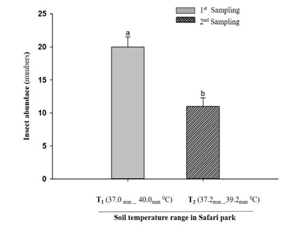 Figure 8: Effect of humidity level on insect abundance at the study site of Punjab University.