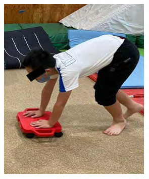 Figure 9: 9m race on scooter board of high crawling position.