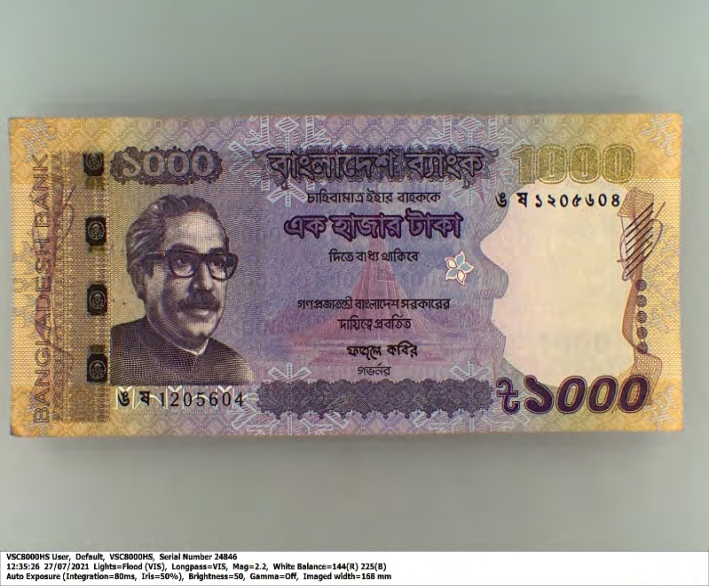 Figure 16: RGB color histogram analysis of OVI area on Specimen note Courtesy Foclar Software.