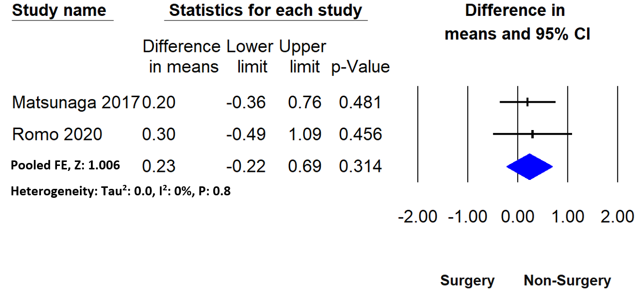 Figure 7: Forest plot demonstrating VAS at 12 months.