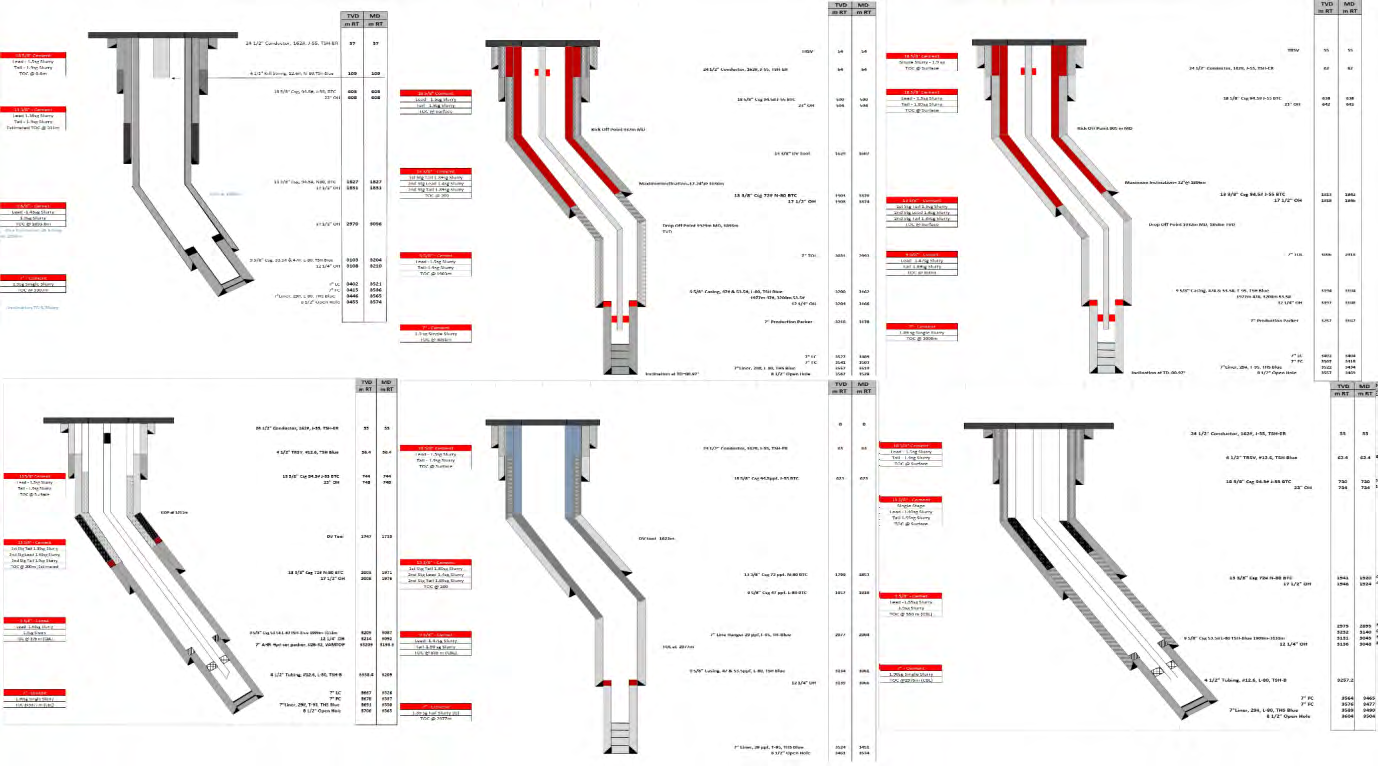 Figure 3: Schematics of Zubair wells.