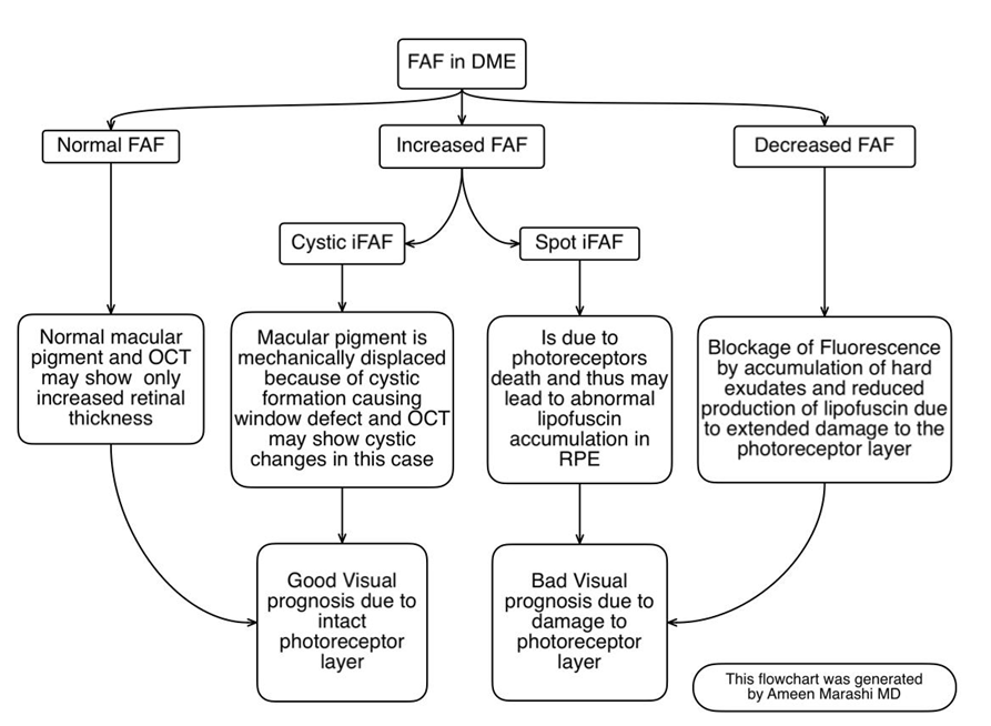 Figure 1: (courtesy from ophthalmology management magazine where originally published) Algorithm helps to identify the patterns of FAF and it association with visual prognosis.